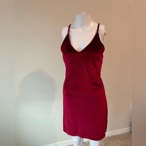 Wine red velvet lace up midi dress